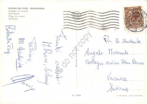 Cartolina Bordighera Spiaggia di Levante 1967 (Imperia) | Immagine Gallery 2