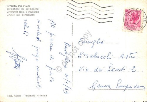 Cartolina Bordighera vedute 1969 (Imperia) | Immagine Gallery 2