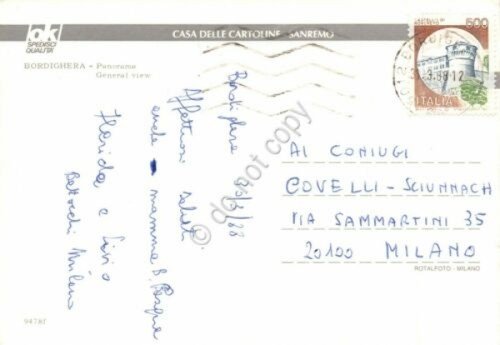 Cartolina Bordighera vedute 1988 (Imperia) | Immagine Gallery 2