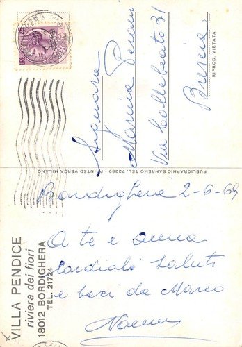 Cartolina Bordighera Villa Pendice Vedutine 1969 | Immagine Gallery 2