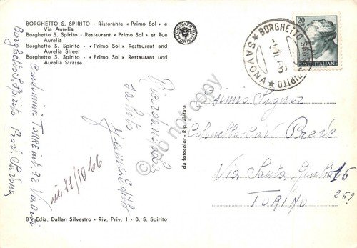Cartolina Borghetto Santo Spirito Ristorante Primo Sol e Via Aurelia … | Immagine Gallery 2