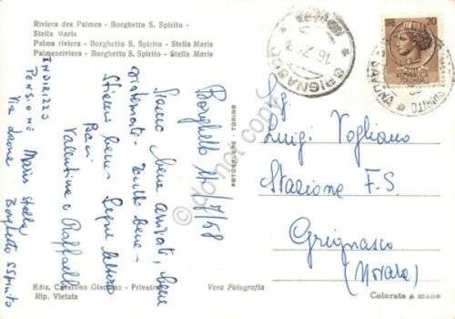 Cartolina Borghetto Santo Spirito Stella Maris colorata 1958 (Savona) | Immagine Gallery 2