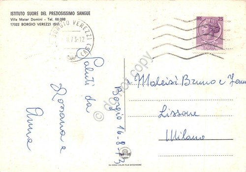Cartolina Borgio Verezzi Istituto Suore Preziosissimo Sangue Villa Mater Domini