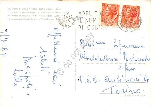 Cartolina Borgio Verezzi Loano Pietra Ligure Panorama 1967 segni (Savona) | Immagine Gallery 2