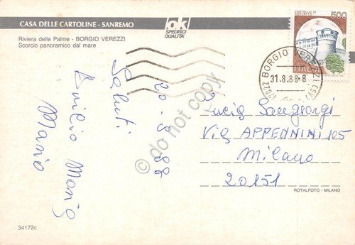 Cartolina Borgio Verezzi panorama dal mare 1988 (Savona) | Immagine Gallery 2