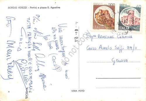 Cartolina Borgio Verezzi Portici e Piazza S. Agostino 1982