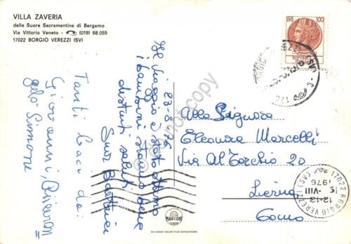 Cartolina Borgio Verezzi Villa Zaveria Suore Sacramentine di Bergamo 1976