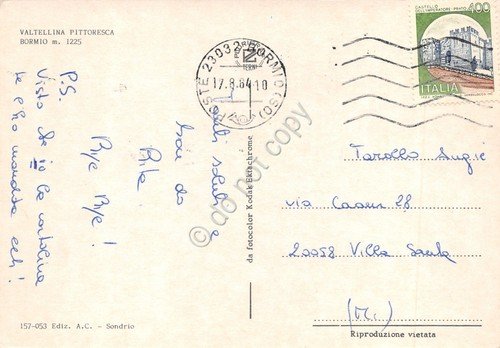 Cartolina Bormio 4 vedute fiori costumi tipici panorama (Sondrio) | Immagine Gallery 2