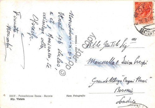 Cartolina Bormio Contrada di Combo 1951 (Sondrio) | Immagine Gallery 2