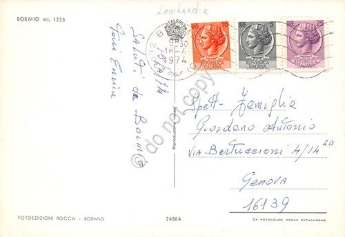 Cartolina Bormio illustrata mappa con nome monti stemma paese 1974 | Immagine Gallery 2