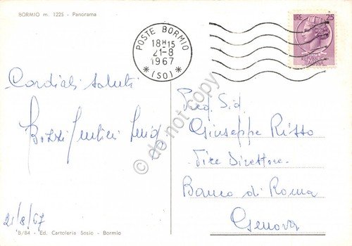 Cartolina Bormio Panorama 1967 (Sondrio) | Immagine Gallery 2