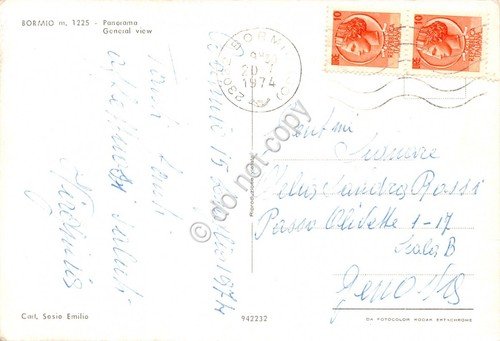 Cartolina Bormio panorama 1974 (Sondrio) | Immagine Gallery 2