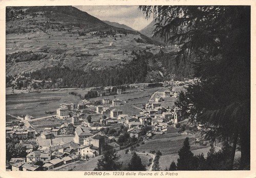Cartolina Bormio Panorama dalle Rovine di S. Pietro 1935