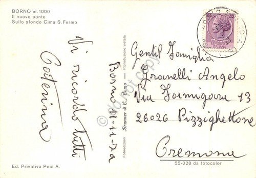 Cartolina Borno Nuovo Ponte e Cima S. Fermo anni '70