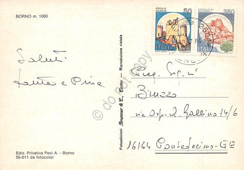 Cartolina Borno vedute varie 1984 (Brescia)