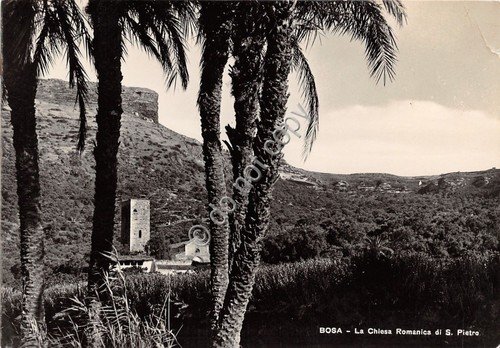 Cartolina Bosa Chiesa Romanica anni '60 (Oristano)
