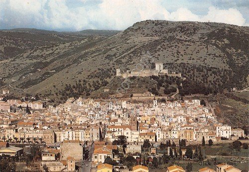 Cartolina Bosa panorama del paese anni '70