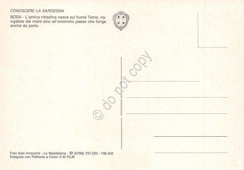 Cartolina Bosa panorama del paese anni '70