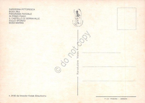 Cartolina Bosa panorama parziale castello Serravalle e Bosa Marina