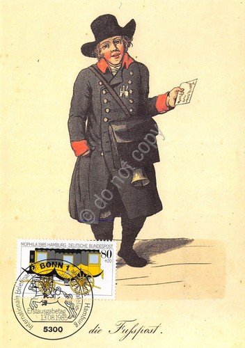 Cartolina Bote der hamburgischen Fusspost Timbro filatelico 1985 | Immagine principale