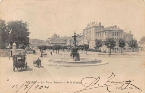Cartolina Bourg Place Bernard carrozza carretto animata 1904