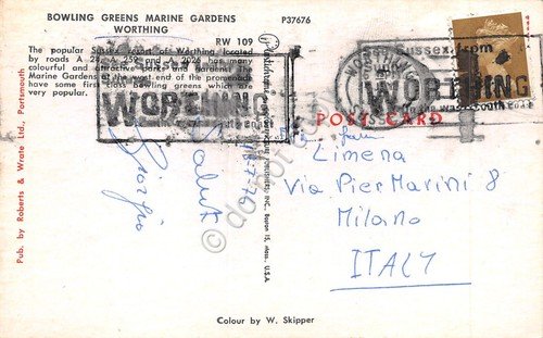 Cartolina Bowling Greens Marine Gardens Worthing 1974 | Immagine Gallery 2