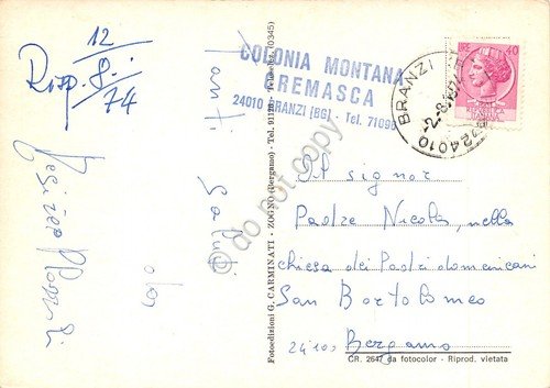 Cartolina Branzi 4 vedute piazza paese panorama (Bergamo) | Immagine Gallery 2