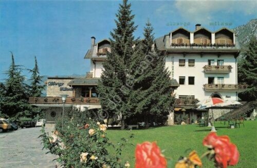 Cartolina Bratto della Presolana Grande Albergo Milano Ristorante al Caminone | Immagine principale