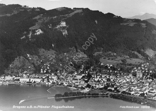 Cartolina Bregenz a.B.m. Plander Flugaufnahme