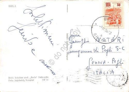 Cartolina Brela Croazia Jugoslavia panorama dall'alto 1966 segnata