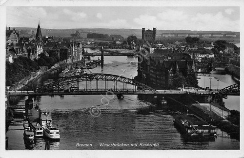 Cartolina Bremen Weserbrucken mit kasermen 1938 | Immagine principale
