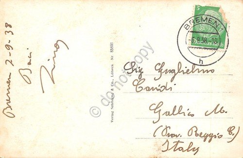 Cartolina Bremen Weserbrucken mit kasermen 1938 | Immagine Gallery 2