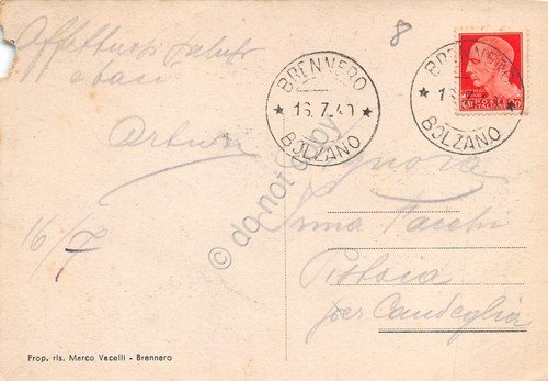 Cartolina Brennero Confine Italo Germanico auto militari 1940