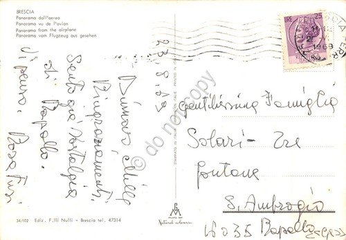Cartolina Brescia Panorama aereo 1969
