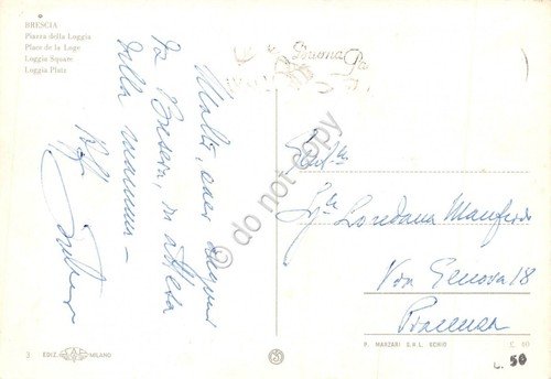 Cartolina Brescia Piazza della Loggia auto d'epoca animata | Immagine Gallery 2