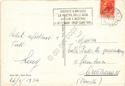 Cartolina Brescia Torre La Pallata illustrata 1954 timbro Mostra delle … | Immagine Gallery 2