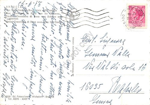 Cartolina Brescia Via Crocefisso di Rosa dal Castello 1970 | Immagine Gallery 2