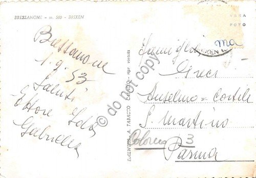 Cartolina Bressanone Hotel Elefante fontana 1953 (Bolzano)