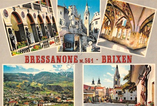 Cartolina Bressanone vedute varie città e panorama anni '80