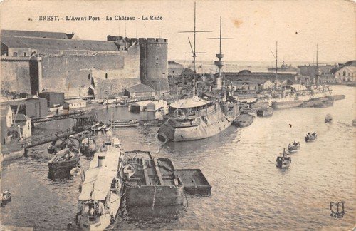 Cartolina Brest Avant Port Cahteau et rade