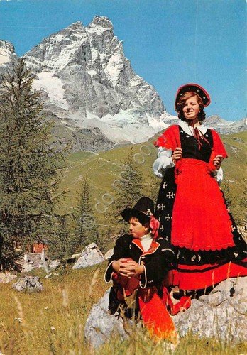 Cartolina Breuil Cervinia abito tradizionale 1979