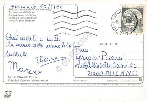 Cartolina Breuil Monte Cervino ascensione al Breithorn 1994 (Aosta) | Immagine Gallery 2