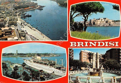 Cartolina Brindisi veduta aerea nave fontana Piazza Cairoli | Immagine principale