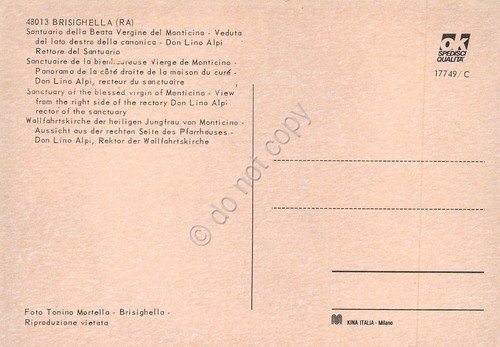 Cartolina Brisighella Santuario Beata Vergine del Monticino lato destro canonica