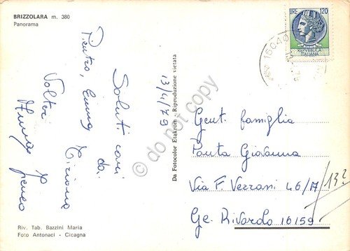 Cartolina Brizzolara panorama 1979