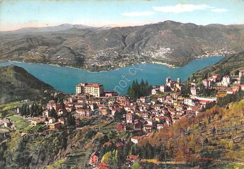 Cartolina Brunate Lago di Como panorama 1962