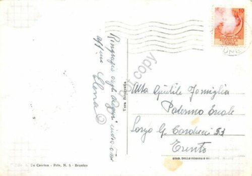 Cartolina Brunico Albergo Rosa d'Oro Fiume Rienza anni '50
