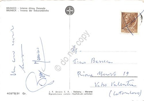 Cartolina Brunico Chiesa Decanale interno anni '60