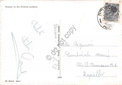 Cartolina Brusson Panorama da miniere aurifere 1958