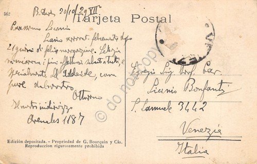 Cartolina Buenos Aires Avenida de Mayo auto d'epoca 1929